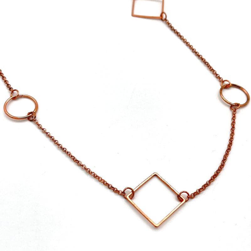 Geometric Design Rose Gold Chainlink Necklace Vintage Style